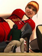 red_hair tontoblackadder belly shrunken_man point_of_view digital_render