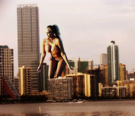 breasts giantess collage city mega swimsuit