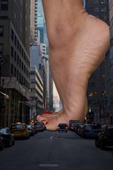 giantess collage city barefoot street vehicles pedicure between_buildings giantess_feet