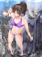 bikini drawing giantess crush feet city color swimsuit destruction handheld barefoot rampage helicopter anime military tank train omc smiling ponytail hand walking people falling outdoors