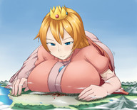 breasts drawing giantess crush giga blonde ochiko_terada princess_peach princess anime gloves dress crown land