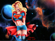 drawing giantess panties mega blonde space color planet supergirl shorts hair_bow cape top