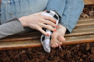 collage feet socks shrunken_men shrunken_man hanging_on orange_nails