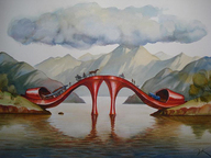gentle giantess bridge fantasy high_heels painting