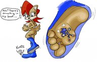 giantess feet furry macro in_shoe red_hair boots shrunken_men foot_crush sonic_the_hedgehog unaware sally_acorn