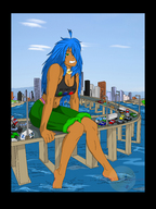 drawing giantess feet city color bridge water sitting lora vehicles ladyx656