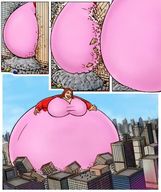 drawing giantess city mega comic color destruction huge_breasts brunette bbw