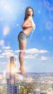 giantess crush mega black_hair destruction barefoot jeans asian