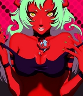 drawing giantess color demoness shrunken_woman panty_and_stocking_with_garterbelt catherine_parody between_breasts
