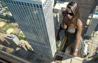 breasts giantess collage city mega cleavage dress down_blouse
