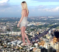 giantess mega blonde destruction high_heels wonderslug sandals foot_crush stroll
