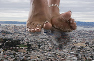 giantess mega destruction foot_crush dark_skin