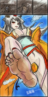 drawing giantess feet color barefoot soles anime unknown_artist pencil_drawing point_of_view