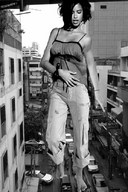 monochrome destruction multiple_giantesses barefoot jeans walking
