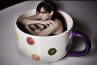 collage black_hair shrunken_woman cup