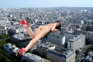 giantess crush nude city butt destruction high_heels lying_down looking_at_viewer