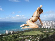 giantess crush collage mega swimsuit beach rampage