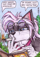 drawing giantess furry color glasses anime shrunken_men cerberus cigarette