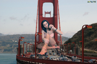 giantess crush collage black_hair bridge destruction cars high_heels traffic people falling hand_crush kristina golden_gate_bridge beregous