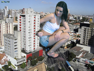 giantess crush collage city black_hair destruction high_heels traffic people falling kristina fist beregous