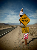 breasts giantess collage mega blonde desert shorts highway signs