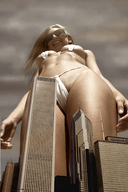 giantess collage macro city mega long_hair swimsuit pubic_hair unknown_artist