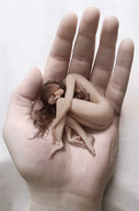 collage nude long_hair handheld brunette shrunken_woman