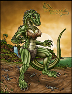 drawing sexy dragoness color cleavage dinosaur foot_crush dragonesslife looking_down raised_foot