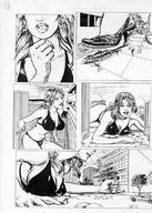 drawing giantess monochrome swimsuit destruction high_heels anime multi_frames