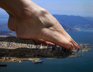 giantess collage feet giga city destruction barefoot skyline unknown_artist foot_crush toe_crush metropolis nail_polish aerial_view