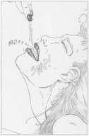 drawing giantess vore monochrome teeth anime lips shrunken_men shrunken_man