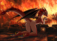 drawing pussy dragoness city burn fire