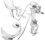 breasts condom shrunken_men hand pencil_drawing unknownhand cuckold