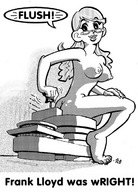breasts drawing giantess nude mega monochrome glasses toilet unknown_hand sitting_on_building