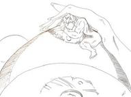 breasts drawing vore monochrome cum penis anime shrunken_men hand face