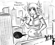 drawing giantess vore city mega comic monochrome destruction inside handheld helicopter story belly vehicle_vore looking_at_viewer kipteitei