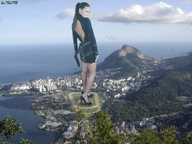 giantess collage city mega black_hair high_heels smiling dress jets adriana_lima beregous
