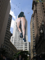 giantess collage city black_hair butt destruction high_heels helicopter climbing beregous jest