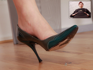 giantess crush collage feet high_heels shoes red_hair shrunken_men shrunken_man business_woman woman_worship nonna