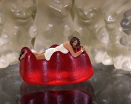 collage long_hair high_heels brunette dress unknown_artist shrunken_woman size_comparison