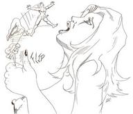 breasts drawing vore monochrome cum penis anime shrunken_men hand face