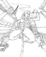 drawing giantess handheld anime ponytail kneeling sandals molotav hindu