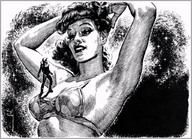 breasts drawing giantess space monochrome anime shrunken_men vintage