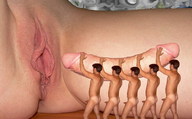 collage nude pussy shrunken_men shaved_pussy two_headed_penis weird