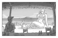 drawing giantess nude monochrome beach anime amazon