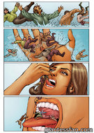 drawing giantess vore comic color long_hair tongue teeth handheld ocean brunette mermaid cruel inside_mouth captured giantessfan the_mermaid_guardian