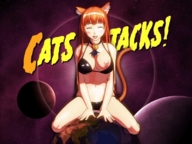 breasts drawing giantess earth tail space color large_breasts long_hair swimsuit planet cleavage cat_ears animation collar cat_girl closed_eyes stars eris cosmic_giantess asobi_ni_iku_yo