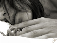 sleeping monochrome brunette lips shrunken_men hand face unaware nose romantic upside_down_squid