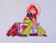 drawing giantess mega color red_hair kim_possible parody cartoon vehicles pencil_drawing monsters_vs_aliens truck disney belt toon
