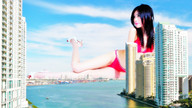 gentle giantess crush mega black_hair destruction high_heels helicopter asian lying_down face legs